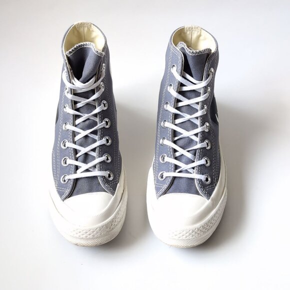 Comme Des Garcons PLAY Gray Converse High Top Sneakers Womens Size 6 - Picture 4 of 9